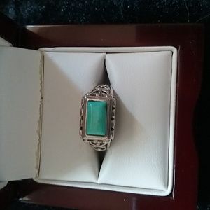 925 Sterling silver and larimar size 6 ring